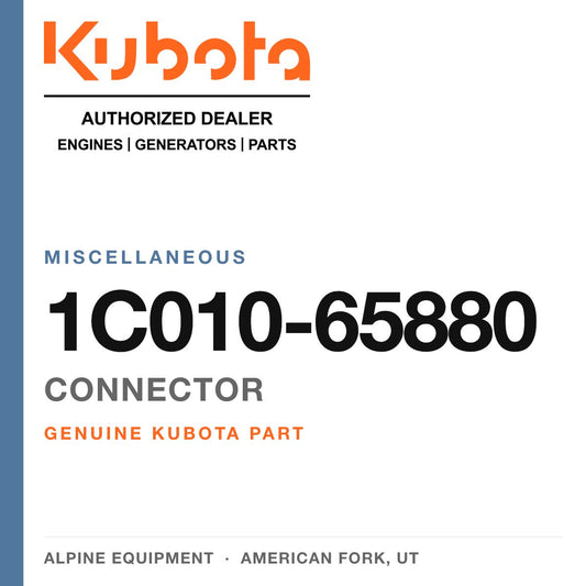 Genuine Kubota connector, part number 1C010-65880 — Alpine Equipment