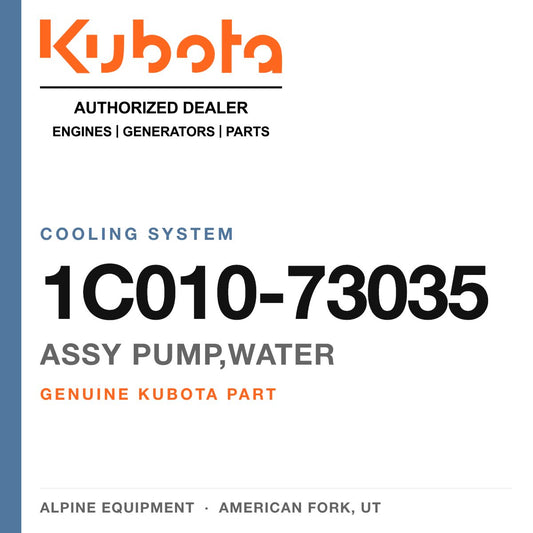 Genuine Kubota assy pump,water, part number 1C010-73035 — Alpine Equipment