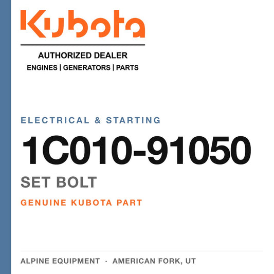 Genuine Kubota set bolt, part number 1C010-91050 — Alpine Equipment