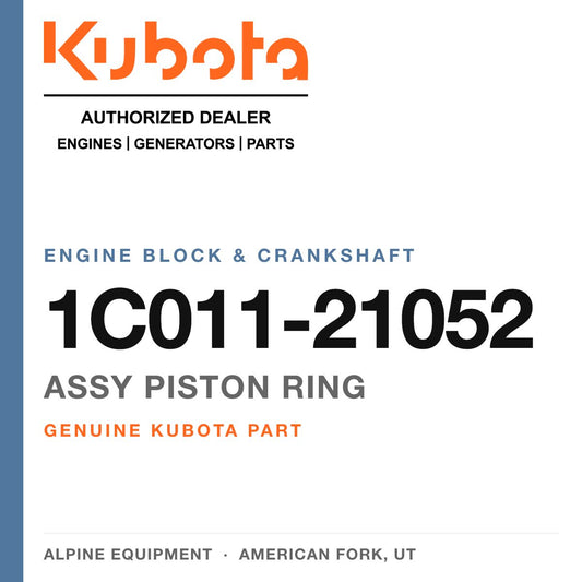 Genuine Kubota assy piston ring, part number 1C011-21052 — Alpine Equipment
