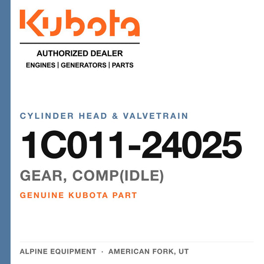 Genuine Kubota gear, comp(idle), part number 1C011-24025 — Alpine Equipment