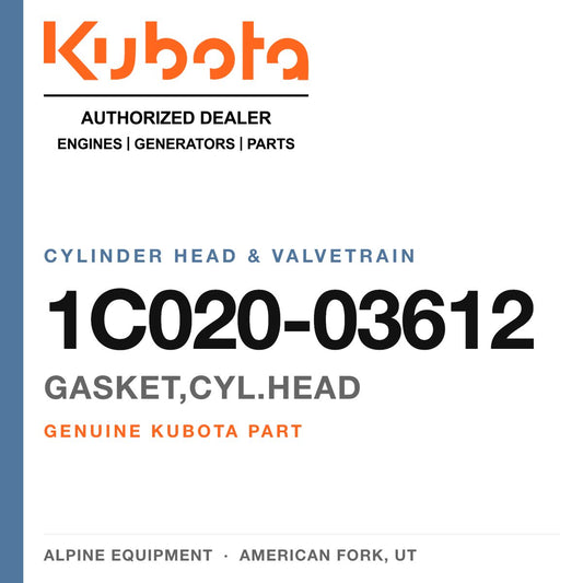 Genuine Kubota gasket,cyl.head, part number 1C020-03612 — Alpine Equipment