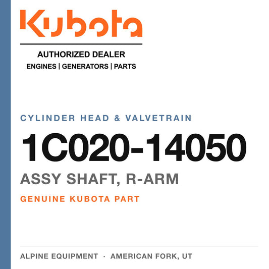 Genuine Kubota assy shaft, r-arm, part number 1C020-14050 — Alpine Equipment