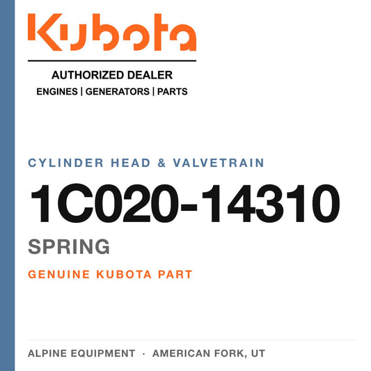 Genuine Kubota spring, part number 1C020-14310 — Alpine Equipment