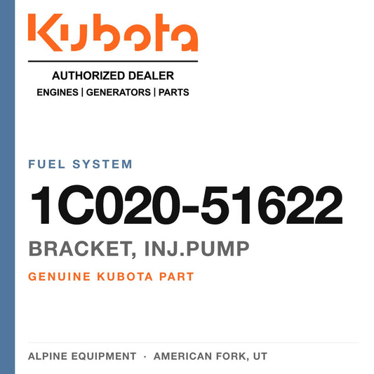 Genuine Kubota bracket, inj.pump, part number 1C020-51622 — Alpine Equipment