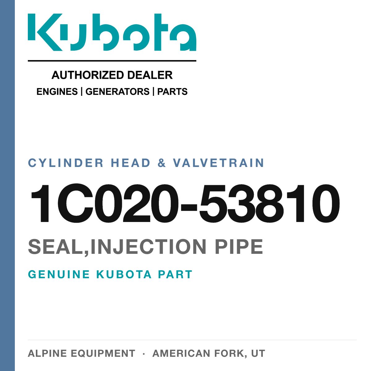 Genuine Kubota seal,injection pipe, part number 1C020-53810 — Alpine Equipment