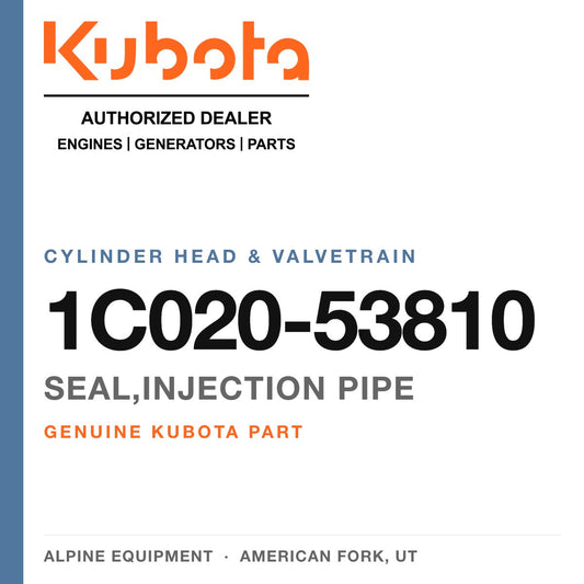Genuine Kubota seal,injection pipe, part number 1C020-53810 — Alpine Equipment