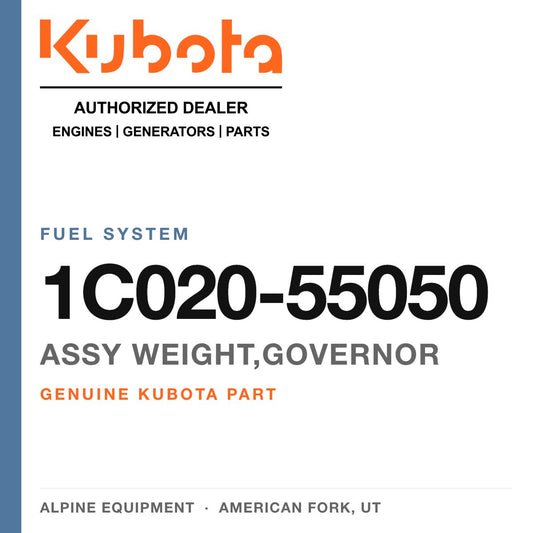 Genuine Kubota assy weight,governor, part number 1C020-55050 — Alpine Equipment