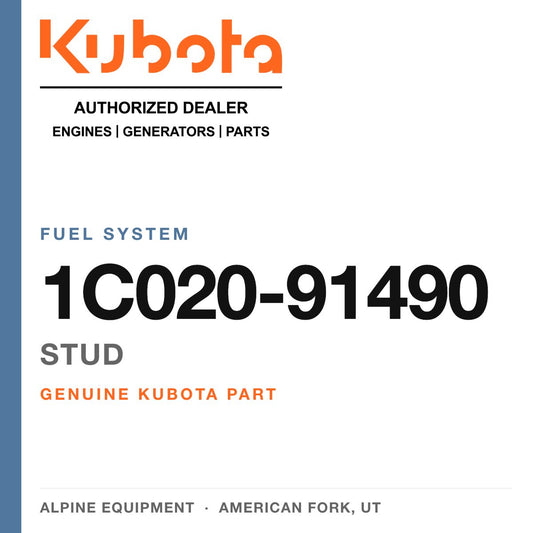 Genuine Kubota stud, part number 1C020-91490 — Alpine Equipment