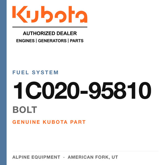 Genuine Kubota bolt, part number 1C020-95810 — Alpine Equipment