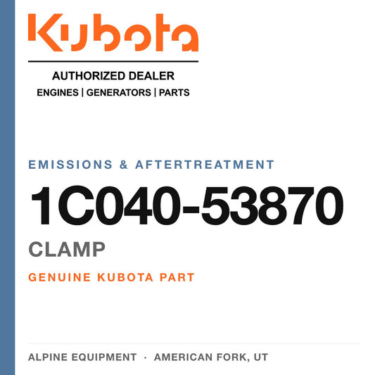 Genuine Kubota clamp, part number 1C040-53870 — Alpine Equipment