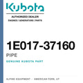 Genuine Kubota pipe, part number 1E017-37160 — Alpine Equipment