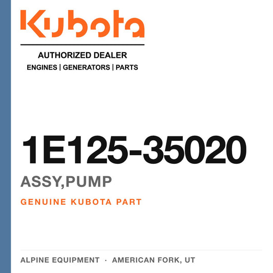Genuine Kubota assy,pump, part number 1E125-35020 — Alpine Equipment