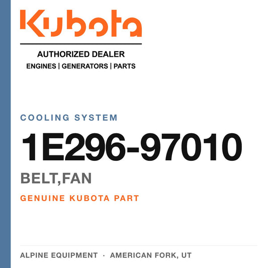 Genuine Kubota belt,fan, part number 1E296-97010 — Alpine Equipment
