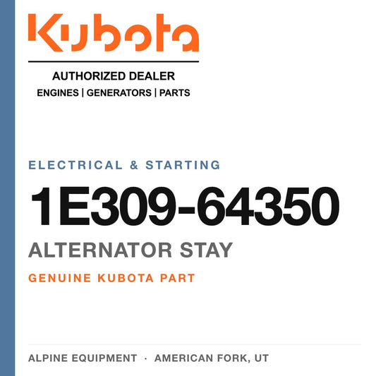 Genuine Kubota alternator stay, part number 1E309-64350 — Alpine Equipment