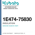 Genuine Kubota insulation, part number 1E474-75830 — Alpine Equipment