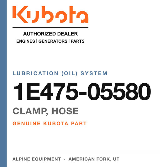Genuine Kubota clamp, hose, part number 1E475-05580 — Alpine Equipment