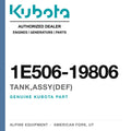 Genuine Kubota tank,assy(def), part number 1E506-19806 — Alpine Equipment