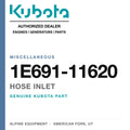Genuine Kubota hose inlet, part number 1E691-11620 — Alpine Equipment
