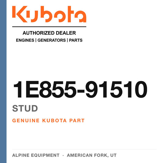 Genuine Kubota stud, part number 1E855-91510 — Alpine Equipment