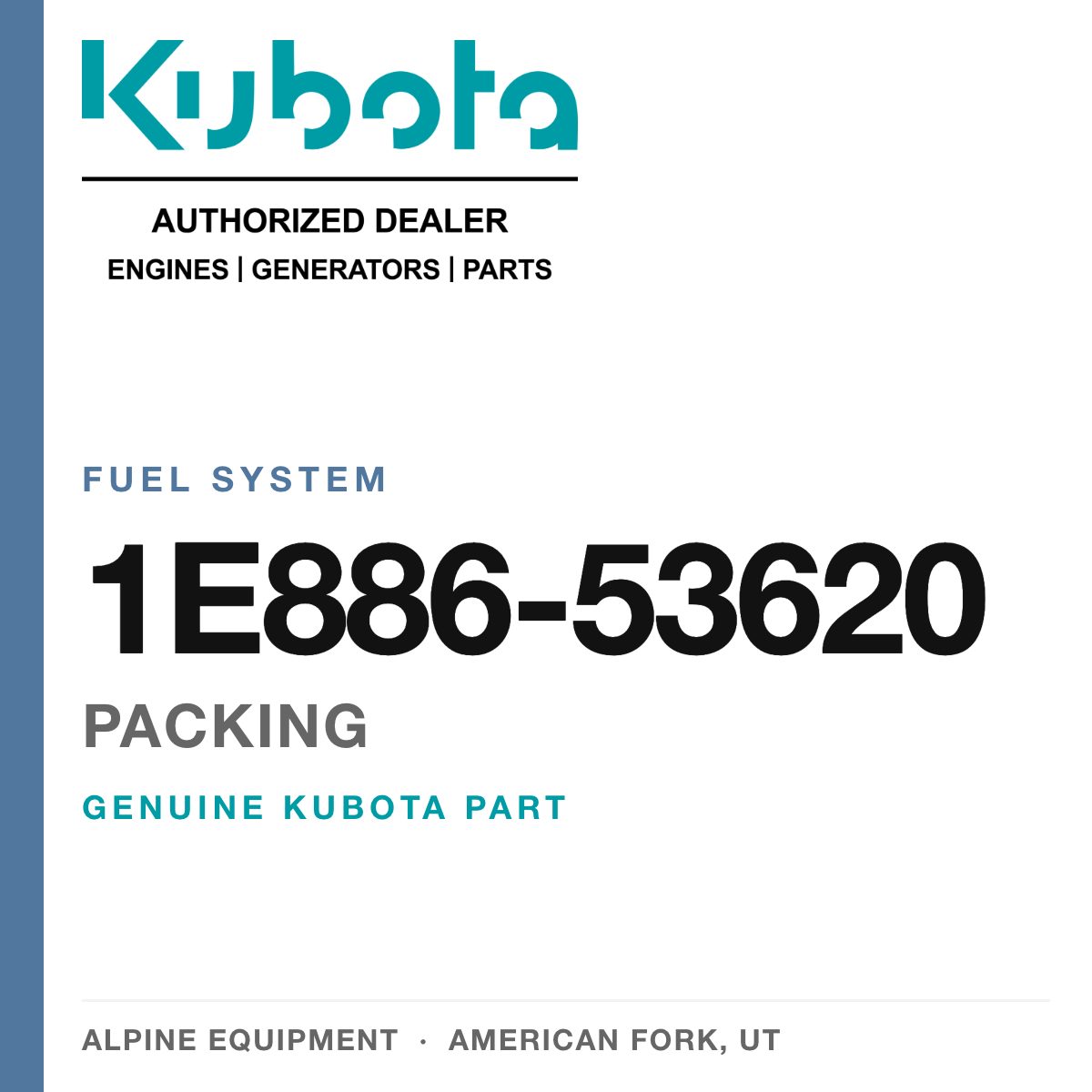 Genuine Kubota packing, part number 1E886-53620 — Alpine Equipment