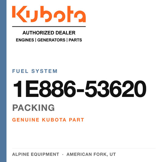 Genuine Kubota packing, part number 1E886-53620 — Alpine Equipment
