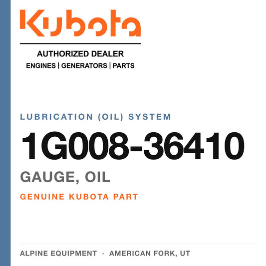Genuine Kubota gauge, oil, part number 1G008-36410 — Alpine Equipment