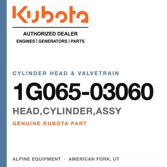 Genuine Kubota head,cylinder,assy, part number 1G065-03060 — Alpine Equipment