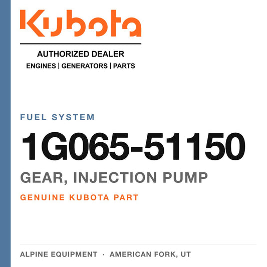 Genuine Kubota gear, injection pump, part number 1G065-51150 — Alpine Equipment