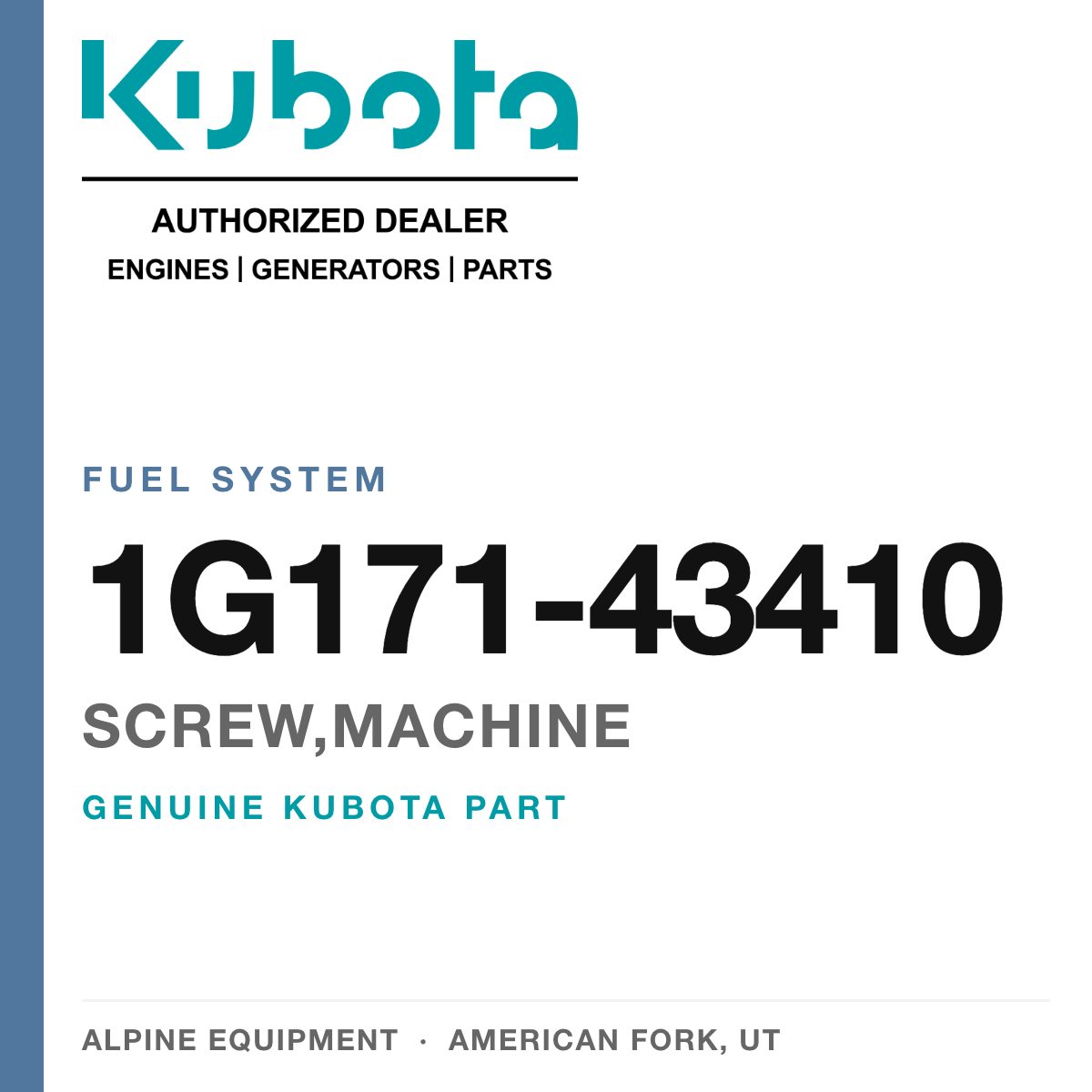 Genuine Kubota screw,machine, part number 1G171-43410 — Alpine Equipment