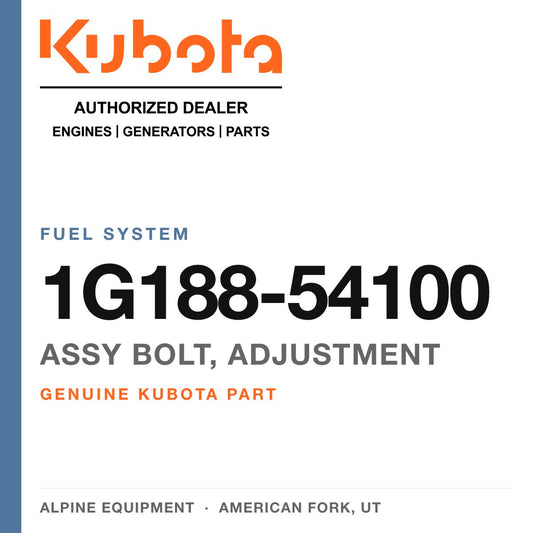 Genuine Kubota assy bolt, adjustment, part number 1G188-54100 — Alpine Equipment