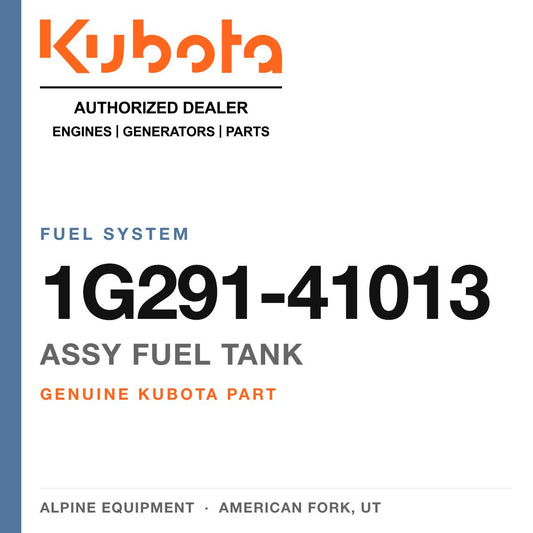 Genuine Kubota assy fuel tank, part number 1G291-41013 — Alpine Equipment