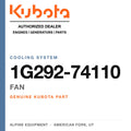 Genuine Kubota fan, part number 1G292-74110 — Alpine Equipment