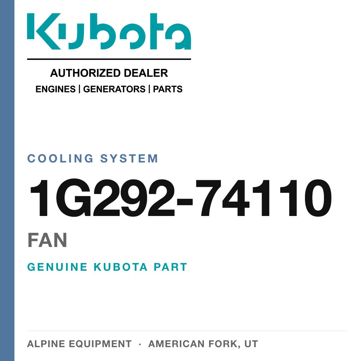 Genuine Kubota fan, part number 1G292-74110 — Alpine Equipment