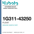Genuine Kubota float, part number 1G311-43250 — Alpine Equipment
