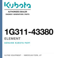 Genuine Kubota element, part number 1G311-43380 — Alpine Equipment
