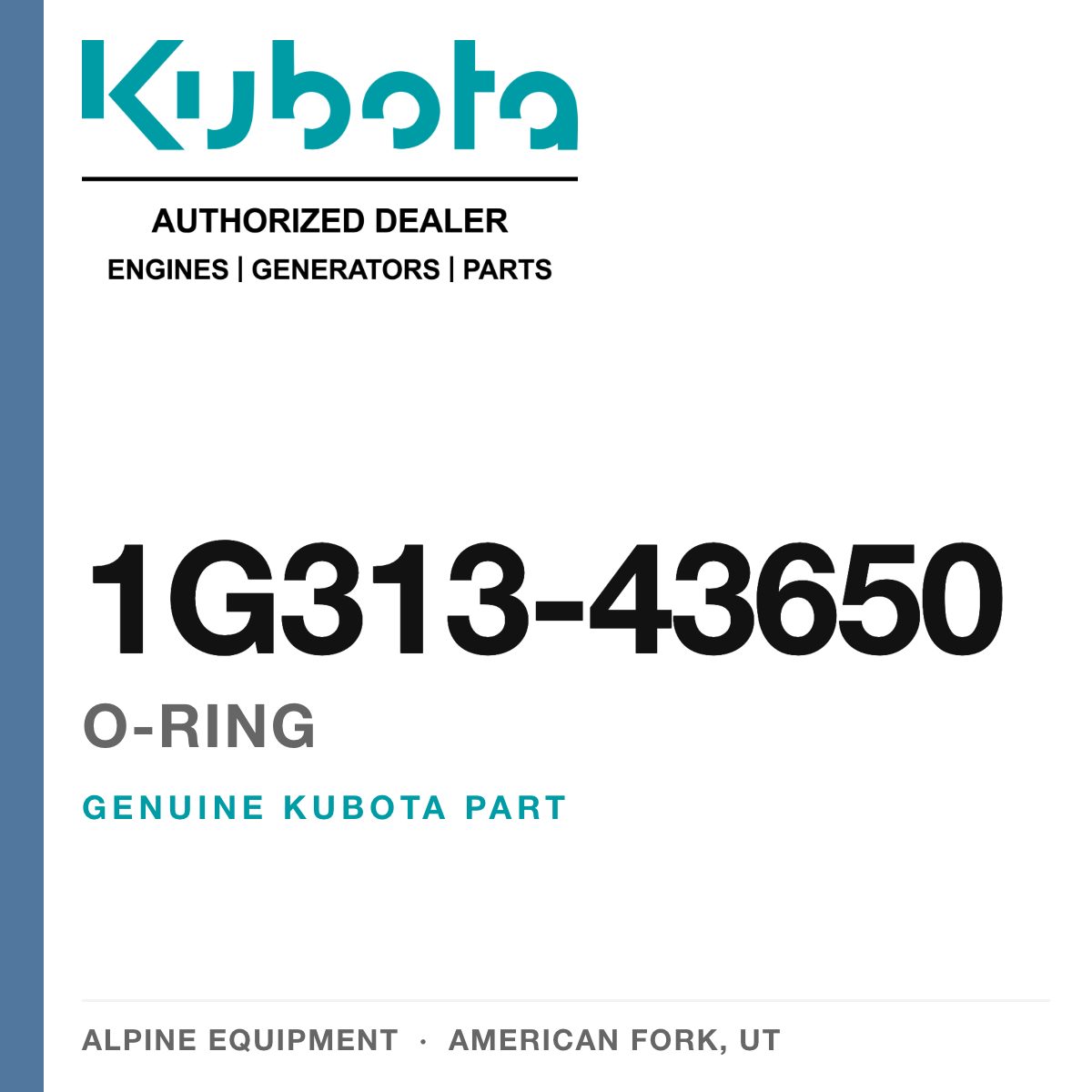 Genuine Kubota o-ring, part number 1G313-43650 — Alpine Equipment