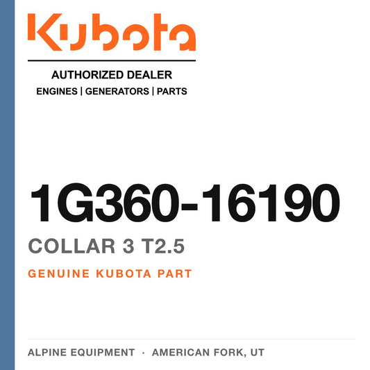 Genuine Kubota collar 3 T2.5, part number 1G360-16190 — Alpine Equipment