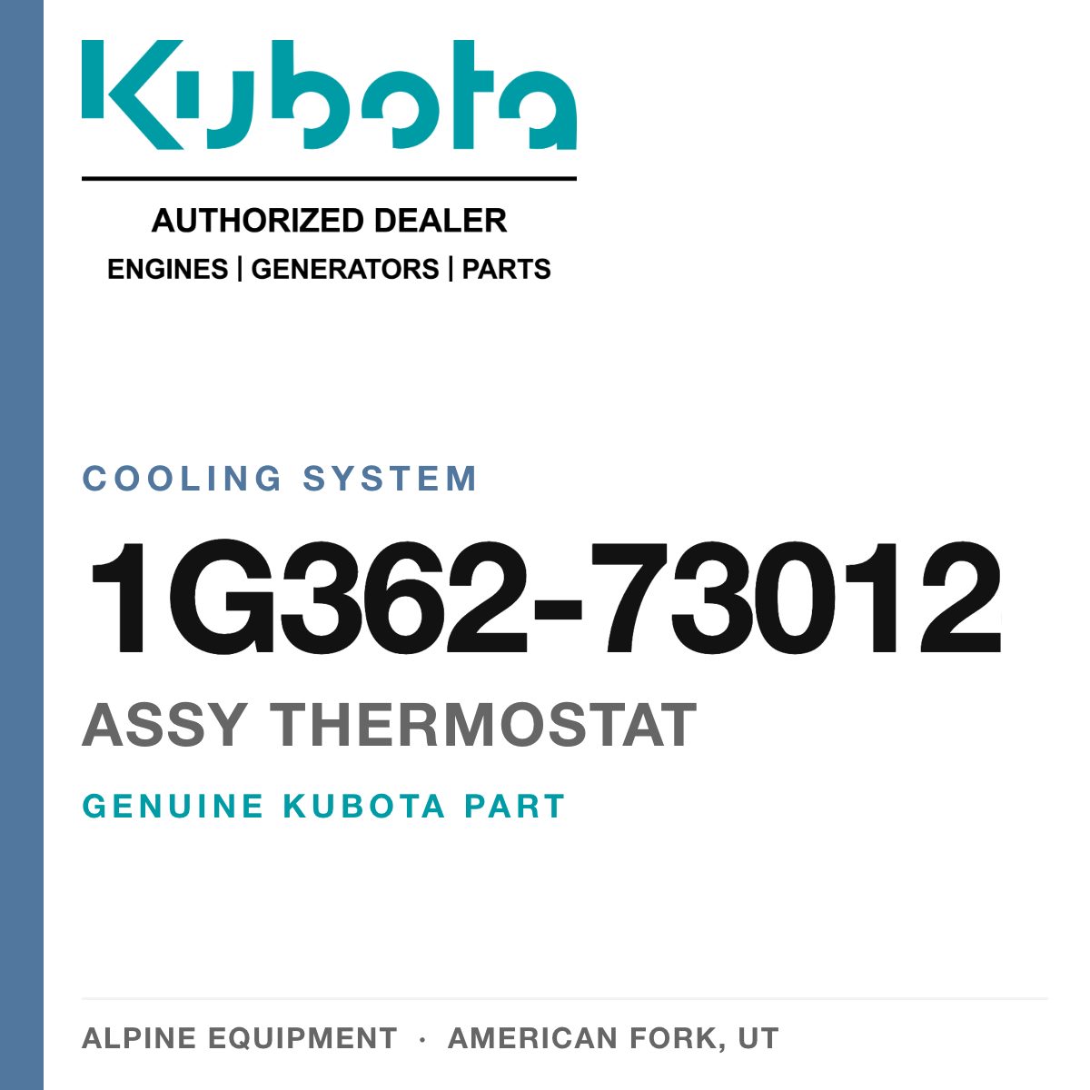 Genuine Kubota assy thermostat, part number 1G362-73012 — Alpine Equipment