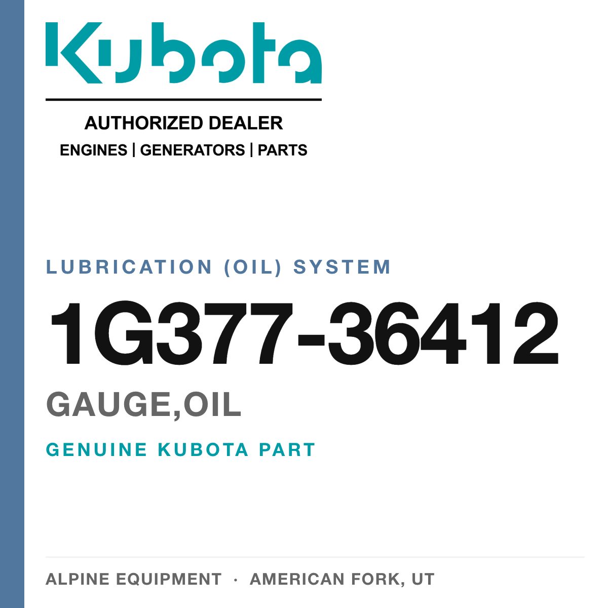 Genuine Kubota gauge,oil, part number 1G377-36412 — Alpine Equipment