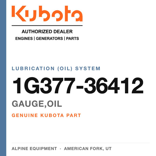 Genuine Kubota gauge,oil, part number 1G377-36412 — Alpine Equipment