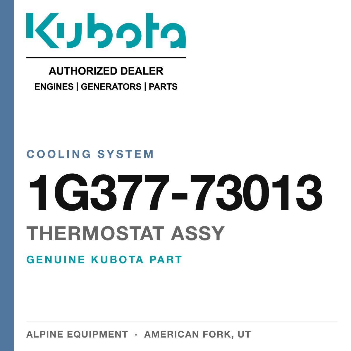 Genuine Kubota thermostat assy, part number 1G377-73013 — Alpine Equipment
