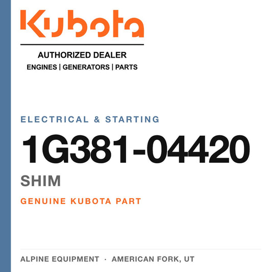 Genuine Kubota shim, part number 1G381-04420 — Alpine Equipment