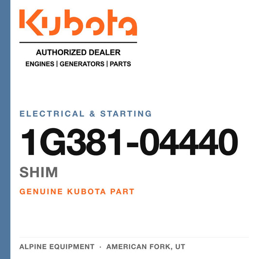 Genuine Kubota shim, part number 1G381-04440 — Alpine Equipment