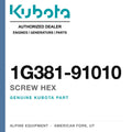 Genuine Kubota screw hex, part number 1G381-91010 — Alpine Equipment