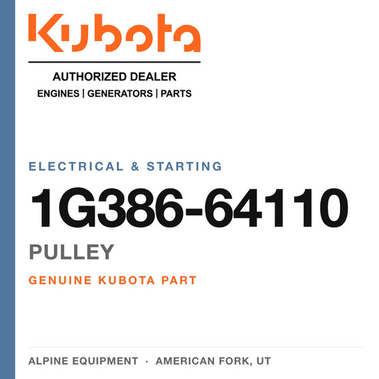 Genuine Kubota pulley, part number 1G386-64110 — Alpine Equipment