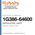 Genuine Kubota regulator, assy, part number 1G386-64600 — Alpine Equipment