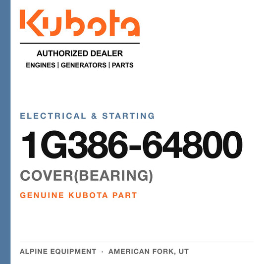 Genuine Kubota cover(bearing), part number 1G386-64800 — Alpine Equipment