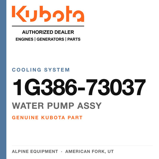 Genuine Kubota water pump assy, part number 1G386-73037 — Alpine Equipment