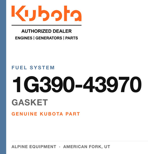 Genuine Kubota gasket, part number 1G390-43970 — Alpine Equipment